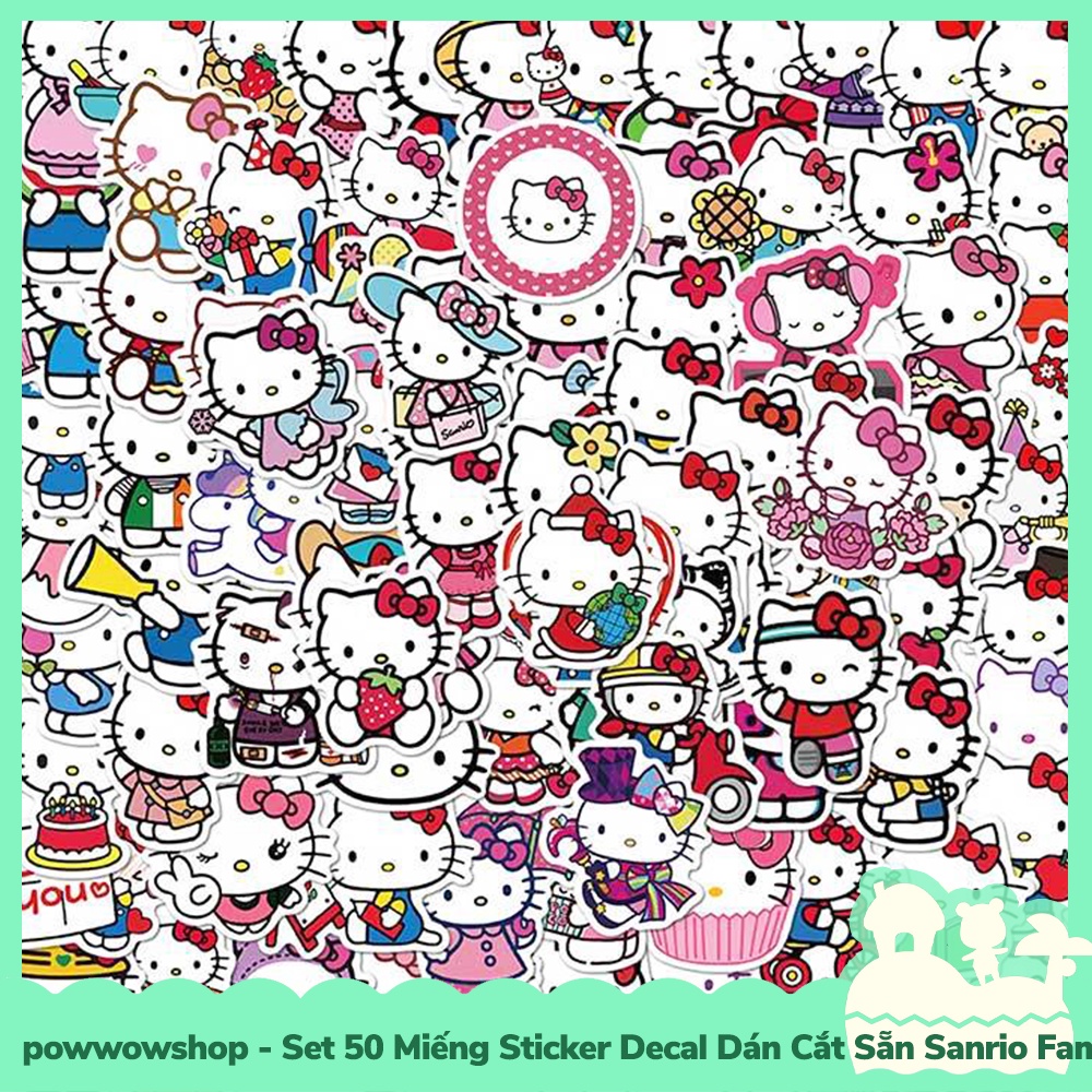 [Sẵn VN - Hỏa Tốc] Set 50 Miếng Sticker Decal Cắt Sẵn DIY Dán Trang Trí Vật Dụng Mẫu Sanrio Family Collection Biggie
