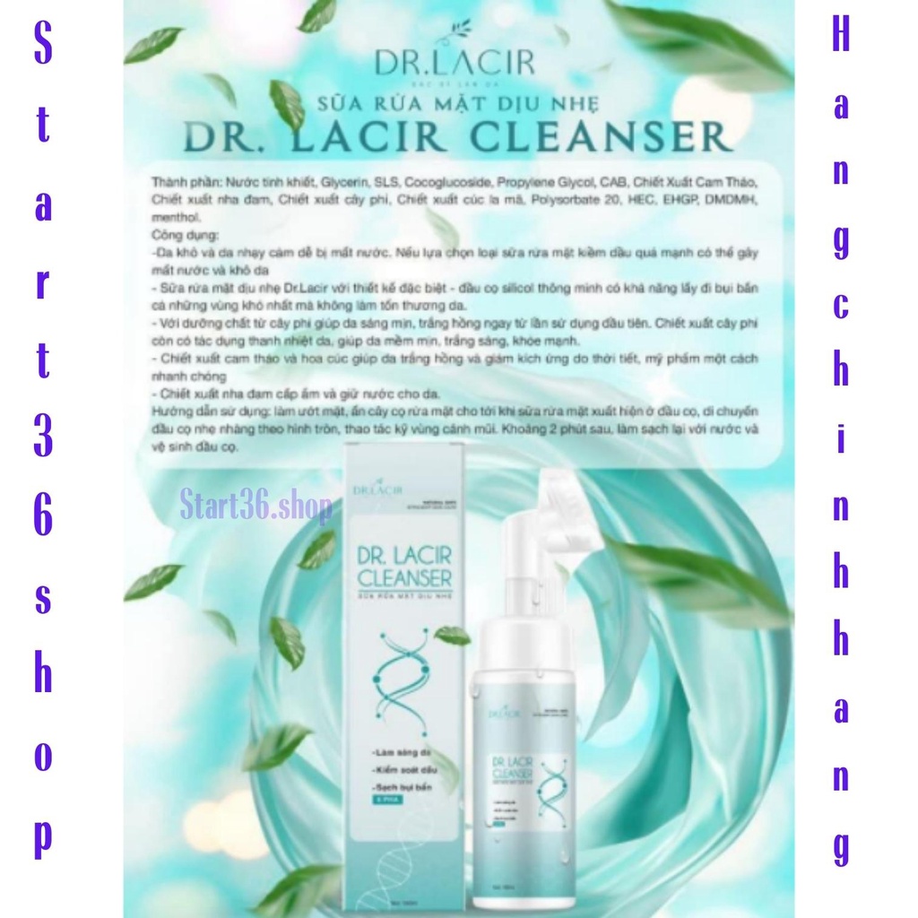 Sửa rửa mặt Dr Lacir Start36 sữa rửa mặt dịu nhẹ dr lacir cho da khô da nhạy cảm giúp sáng da sạch bụi bẩn mềm mịn 150ml