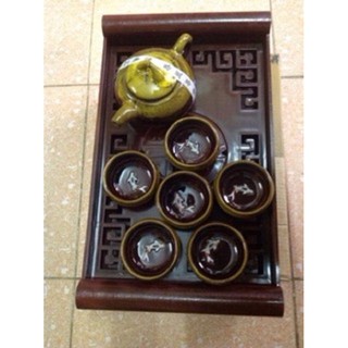 Khay Đựng Ấm Chén Giả Gỗ