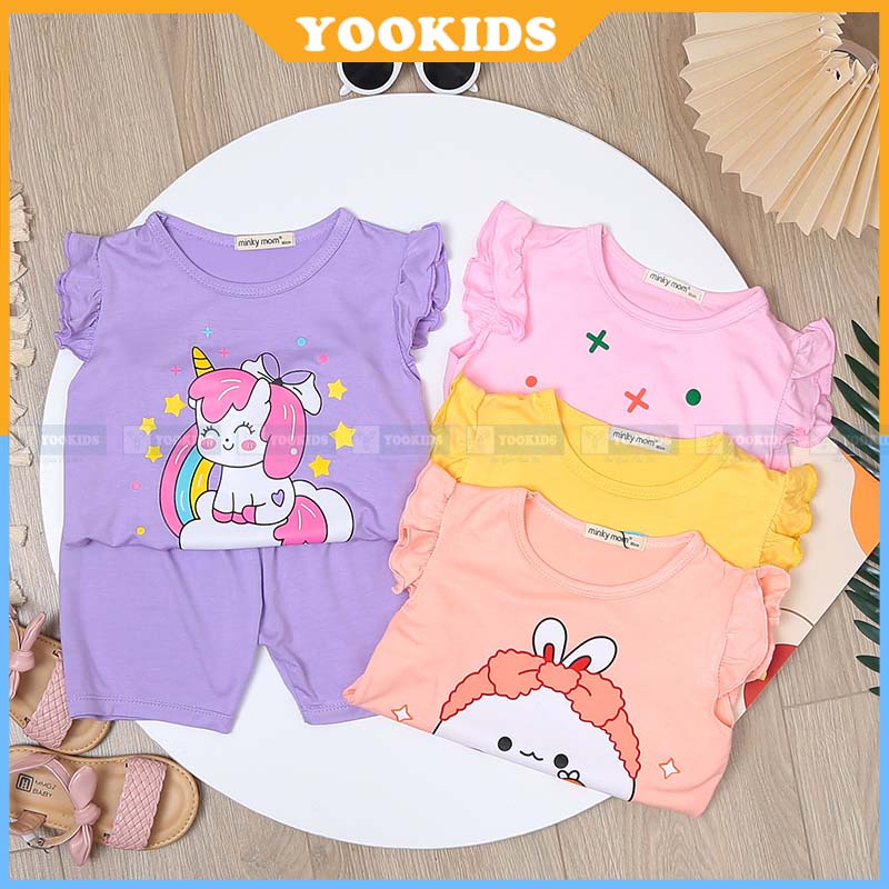 Đồ bộ cho bé gái họa tiết cánh tiên YOOKIDS chất thun lạnh siêu mát mặc mùa hè cho bé 1 2 3 4 tuổi