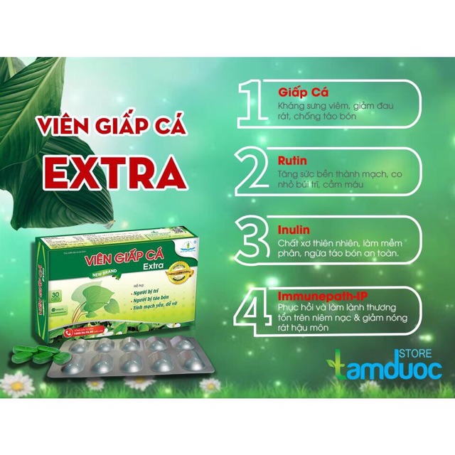 Viên giấp cá Extra Tâm Dược - Hộp 30 viên