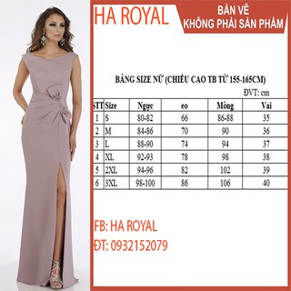 Rập giấy đầm dạ hội nơ eo, xẻ đùi (bản vẽ)