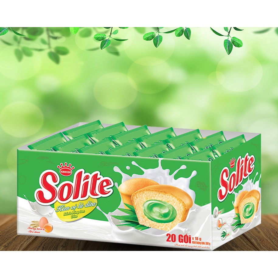 Solite bánh dinh dưỡng bông lan tròn giảm đường, vị lá dứa 360g