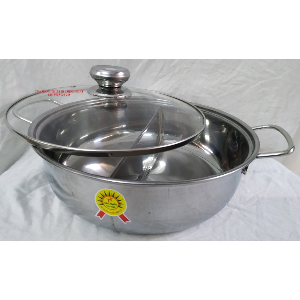 NỒI LẨU INOX 2 NGĂN  - INOX DÀY NẶNG 1.5KG