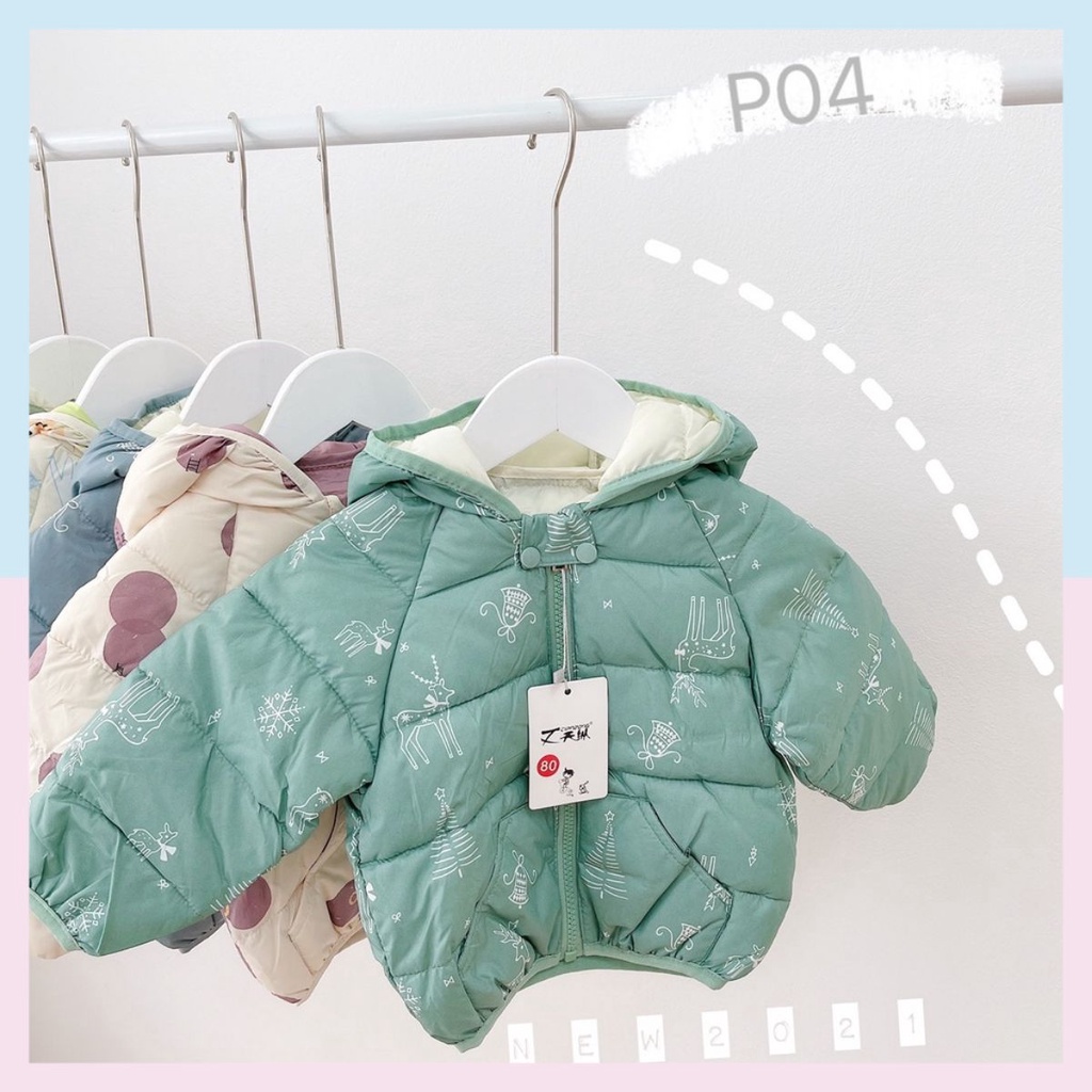 Áo khoác phao họa tiết tai gấu cho bé – Bảo Khang Store