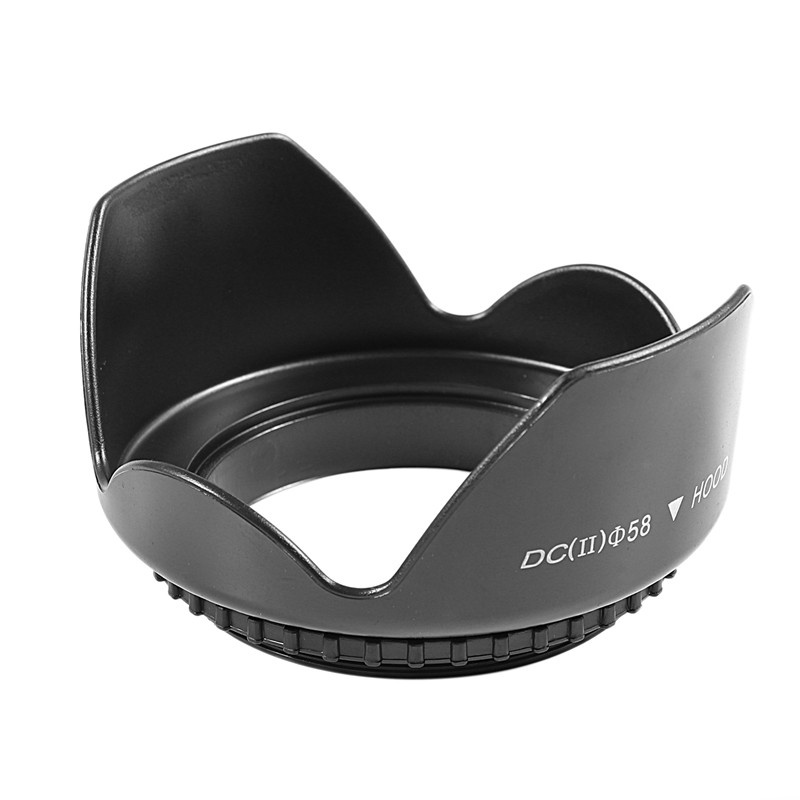 DC-SN HOOD 58mm Screw Mount Flower Crown Lens Hood Petal Shape for Canon Nikon Tamron Sigma Sony 58mm Lens Black