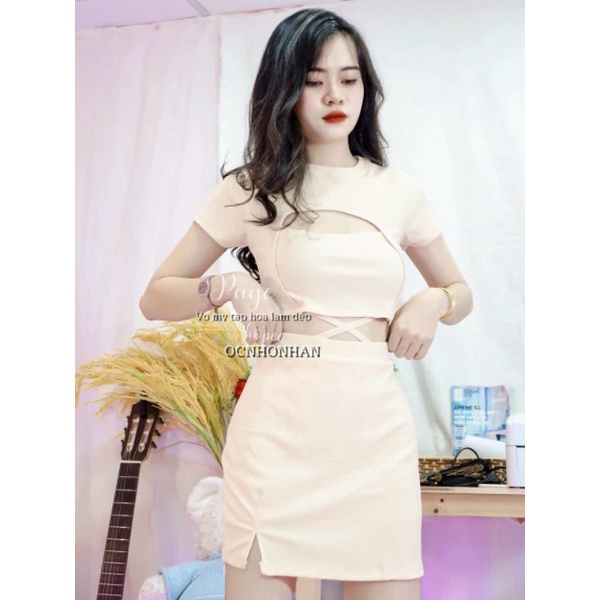 Sét áo quấn bụng và chân váy xẻ đùi( TV2 )