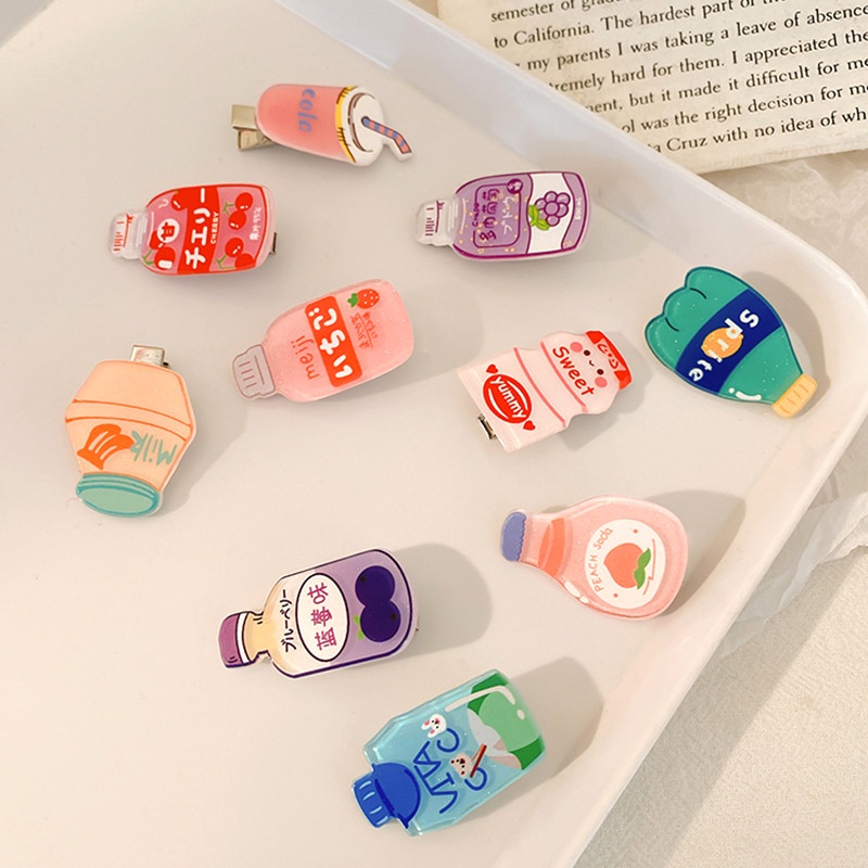 Kẹp Tóc Nhựa Hình Lon Soda Hoạt Hình Phong Cách Hàn Quốc Cho Bé Gái