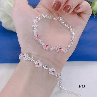 Lắc tay nữ bạc ta 3 bông hoa hồng