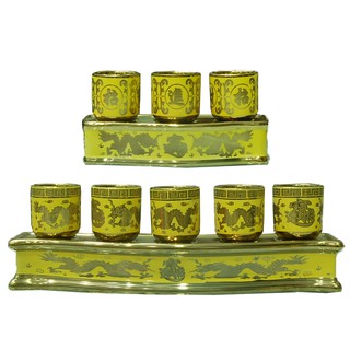 Án ba, bộ ba ly nước thờ cúng hình rồng vàng 3D