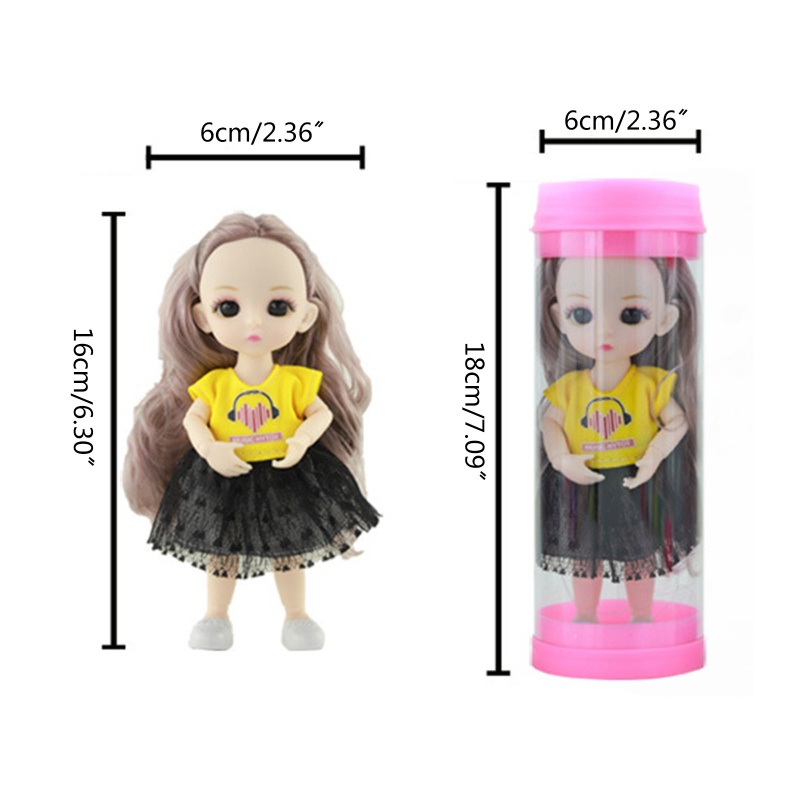 Búp Bê BJDs 16cm Có Khớp Chuyển Động Mắt To 3D Dễ Thương