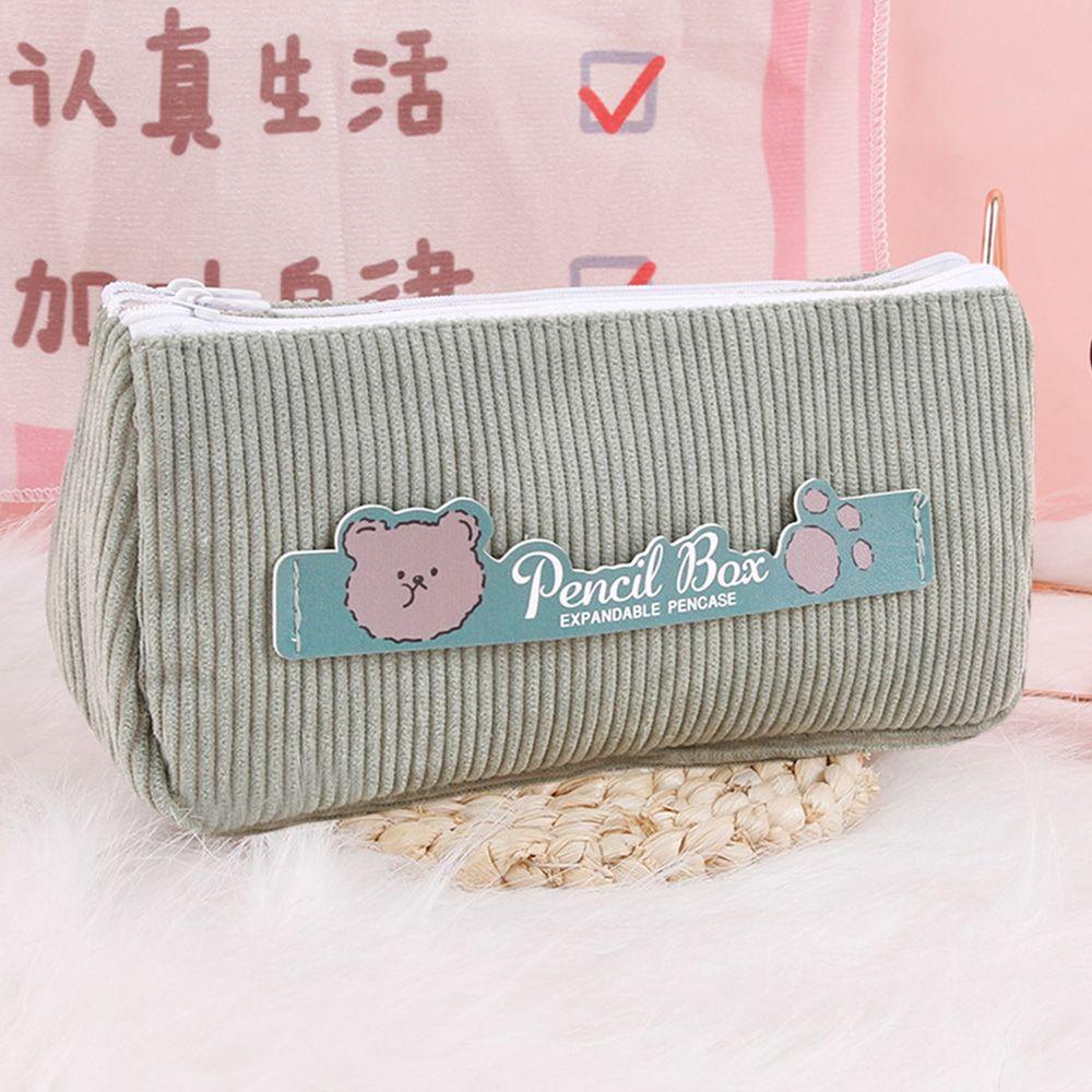Túi Đựng Bút Bằng Vải Nhung Kẻ Màu Cầu Vồng Dễ Thương