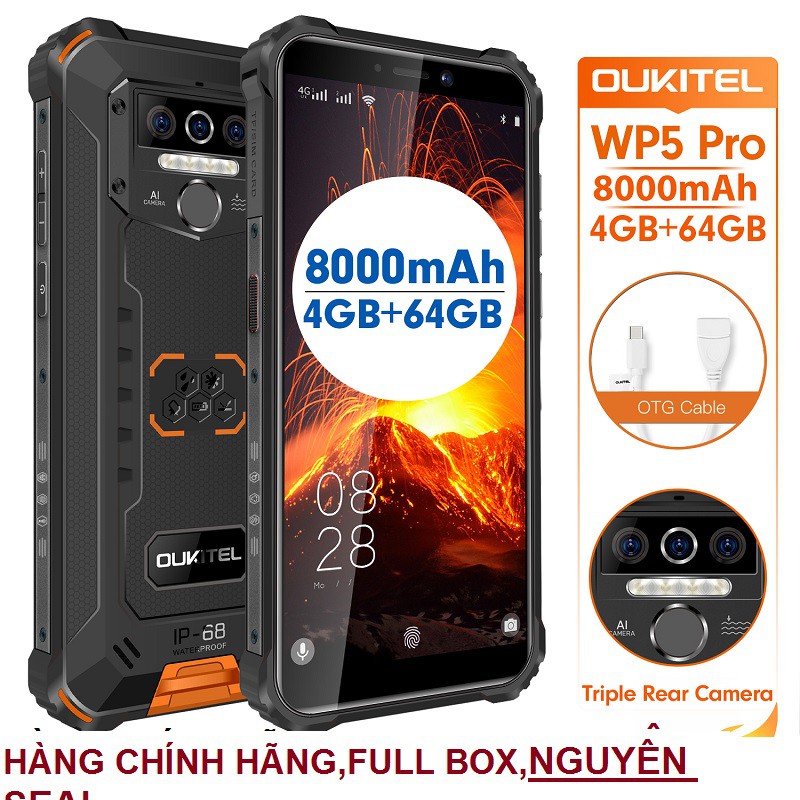 Điện thoại Oukitel WP5 Pro ( Ram 4Gb,Rom,64 Gb,chống va đập,chống nước)