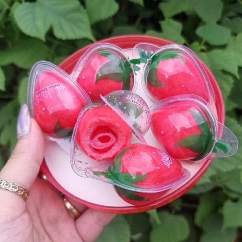 Trái dâu tây có nhân siro 🍓 Kẹo dẻo con mắt có nhân siro