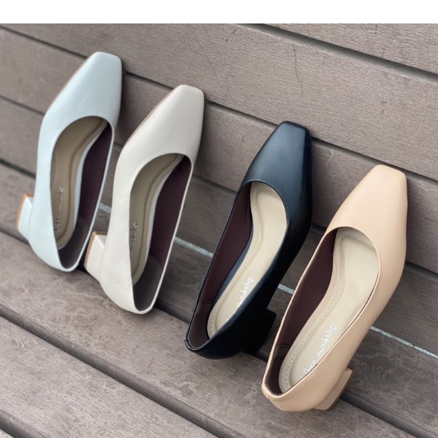 Giày cao gót 3 phân mũi vuông Annmodels gót vuông chất liệu da mờ kết hợp lót mút êm chân_A3004XM
