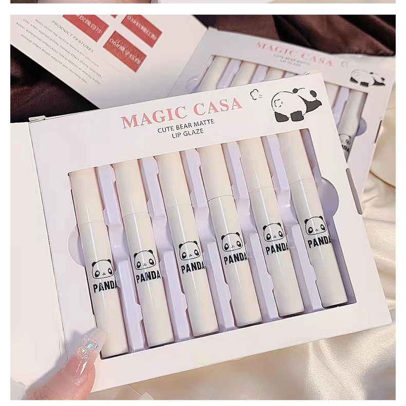 ( Bán Sỉ ) Set 6 cây son MAGIC CASA Gấu trúc cute bear matte lip glaza