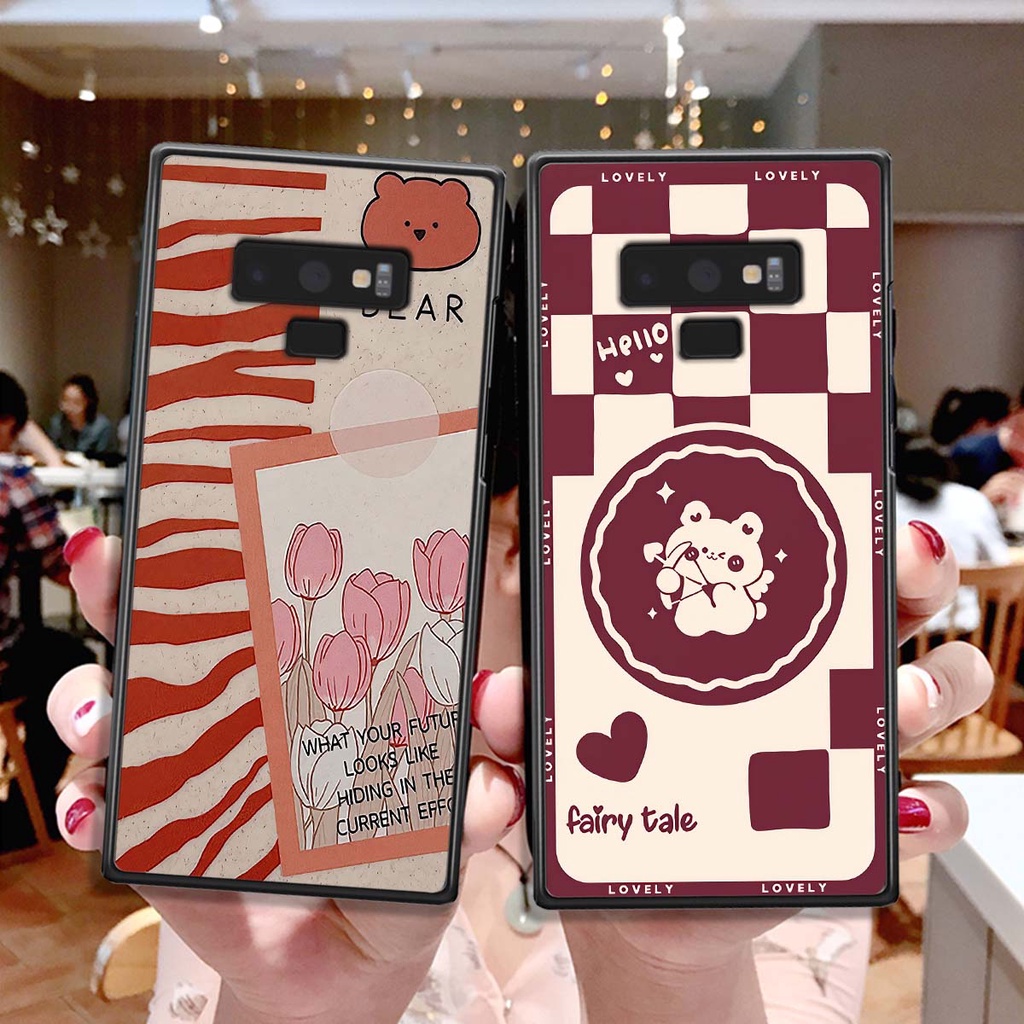 Ốp Samsung Note 9 gấu Bear rick caro vuông thời trang siêu đẹp