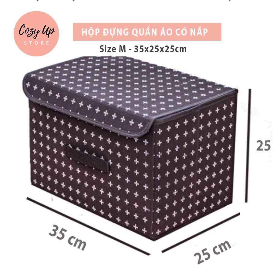 Set 2 hộp vải đựng quần áo gấp gọn có nắp