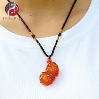 Mặt dây Tỳ hưu Mã não đỏ