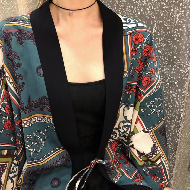Áo khoác Kimono họa tiết hoa phối ren phong cách quyến rũ dành cho nữ | BigBuy360 - bigbuy360.vn