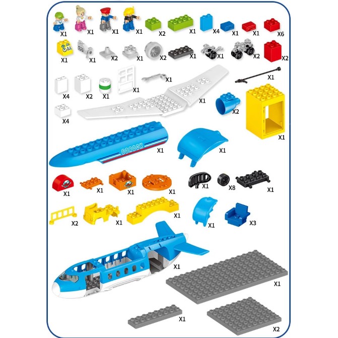 Đồ chơi lắp ghép hoàn toàn tương thích với lego Duplo - sân bay lớn 82 chi tiết Gorock1007  đồ chơi bé trai