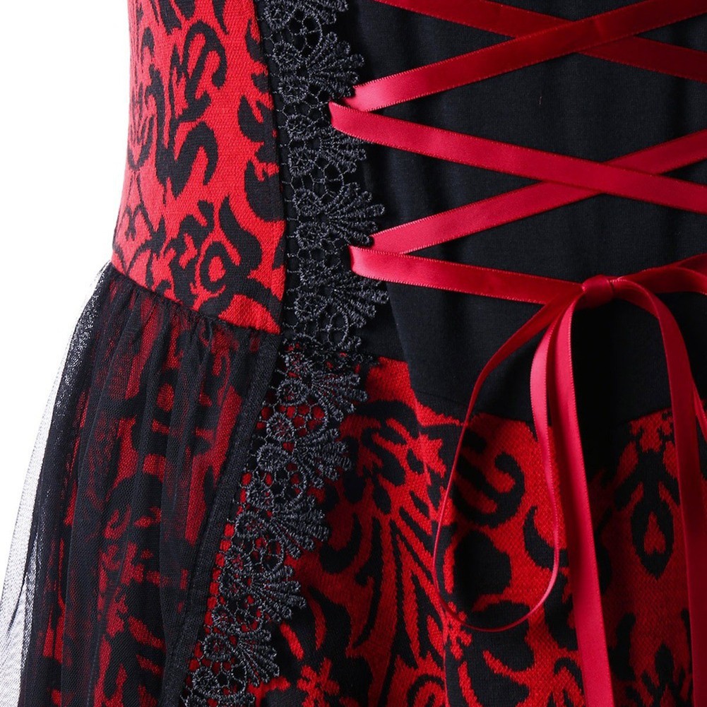 YAR_Plus Size Vintage Women Lace Layered Dip Hem Sleeveless Bandage Corset Dress | BigBuy360 - bigbuy360.vn