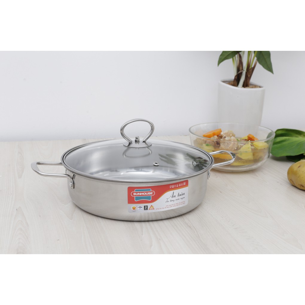 Nồi lẩu inox 1 đáy từ 24cm Sunhouse SHL24