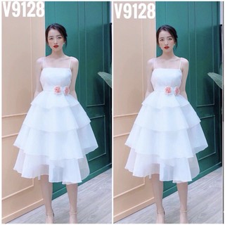 [VIDEO + ẢNH THẬT] V12 VÁY ĐẦM THIẾT KẾ DỰ TIỆC, DẠ HỘI KỶ YẾU PROM, VÁY ĐẦM TRẮNG CÔNG CHÚA TIỂU THƯ, 2 DÂY XOÈ TẦNG