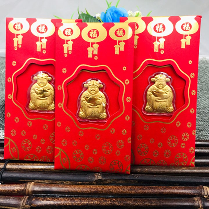 Phong Bao Lì Xì Thần Tài Đỏ Mạ Vàng May Mắn 2024, Bao Lì Xì May Mắn Rước Tài Lộc