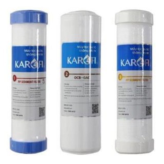Bộ 3 lõi lọc 123 karofi chính hãng, lọc thô karofi, lõi 1 pp 5 micron, lõi gac số 2, lõi 3 pp