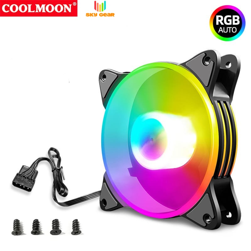 Quạt Tản Nhiệt Led RGB Coolmoon A1 - Tự Động Đổi Màu, Không Dùng Hub