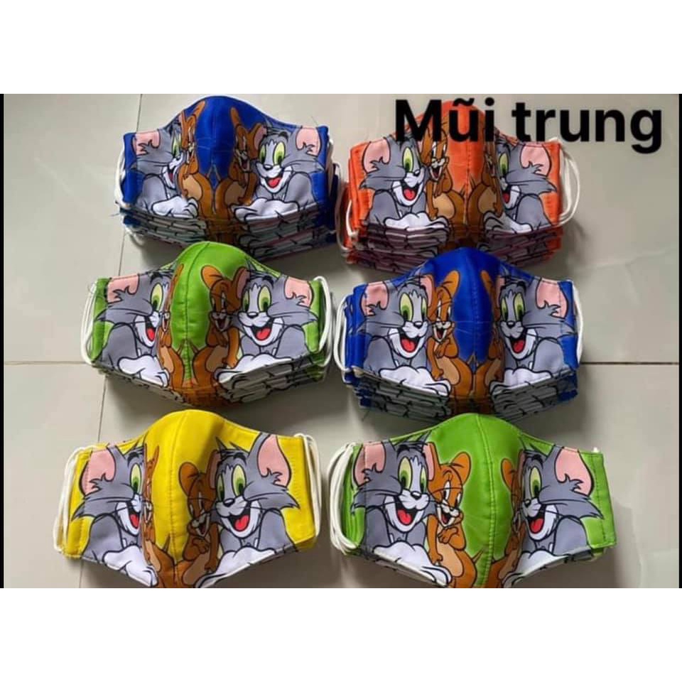 Khẩu Trang Vải 3 Lớp Cao Cấp có hình siêu nhân và công chúa Cho Bé trai, bé gái