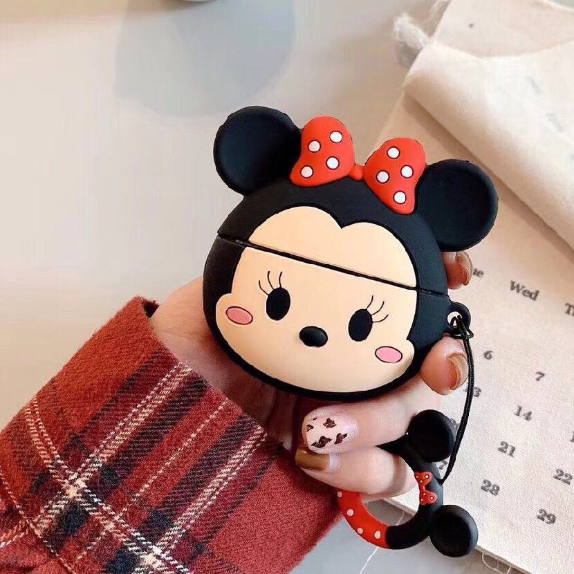 Tặng kèm móc tay Case bao vỏ airpod silicon 1 2 Pro 3 MICKEY MOUSE Vỏ bọc đựng tai nghe không dây i12