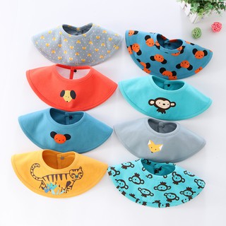 Set 2 yếm tròn xoay 360 cotton có lớp chống thấm mặt sau nhiều hình ngộ