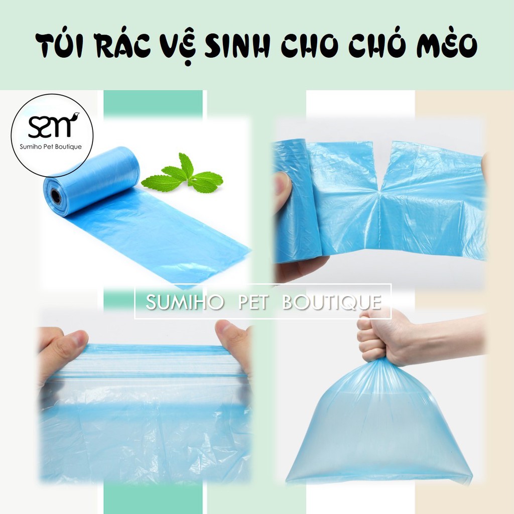 Túi rác dọn vệ sinh cho chó mèo (1 cuộn 20 túi nhỏ) túi hót thuận tiện khi mang thú cưng đi chơi