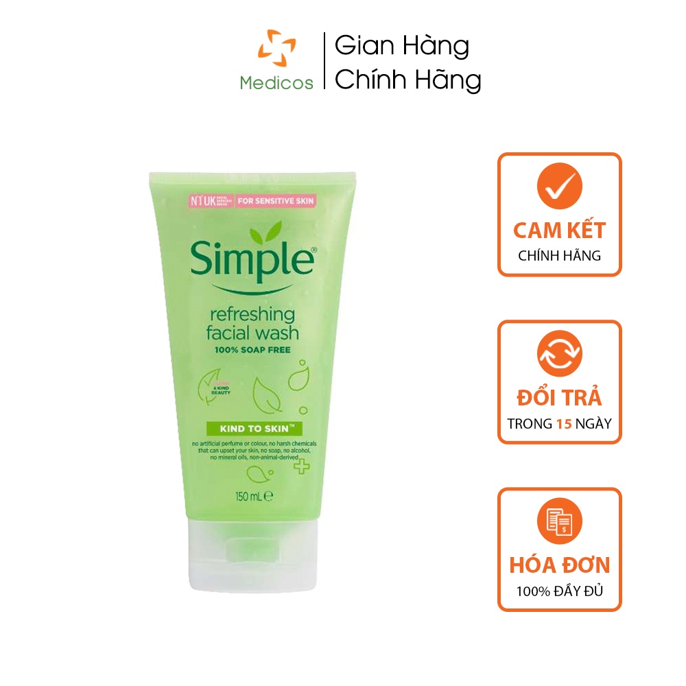 Sữa Rửa Mặt Dịu Nhẹ Simple Kind To Skin Refreshing Facial Wash 150ml