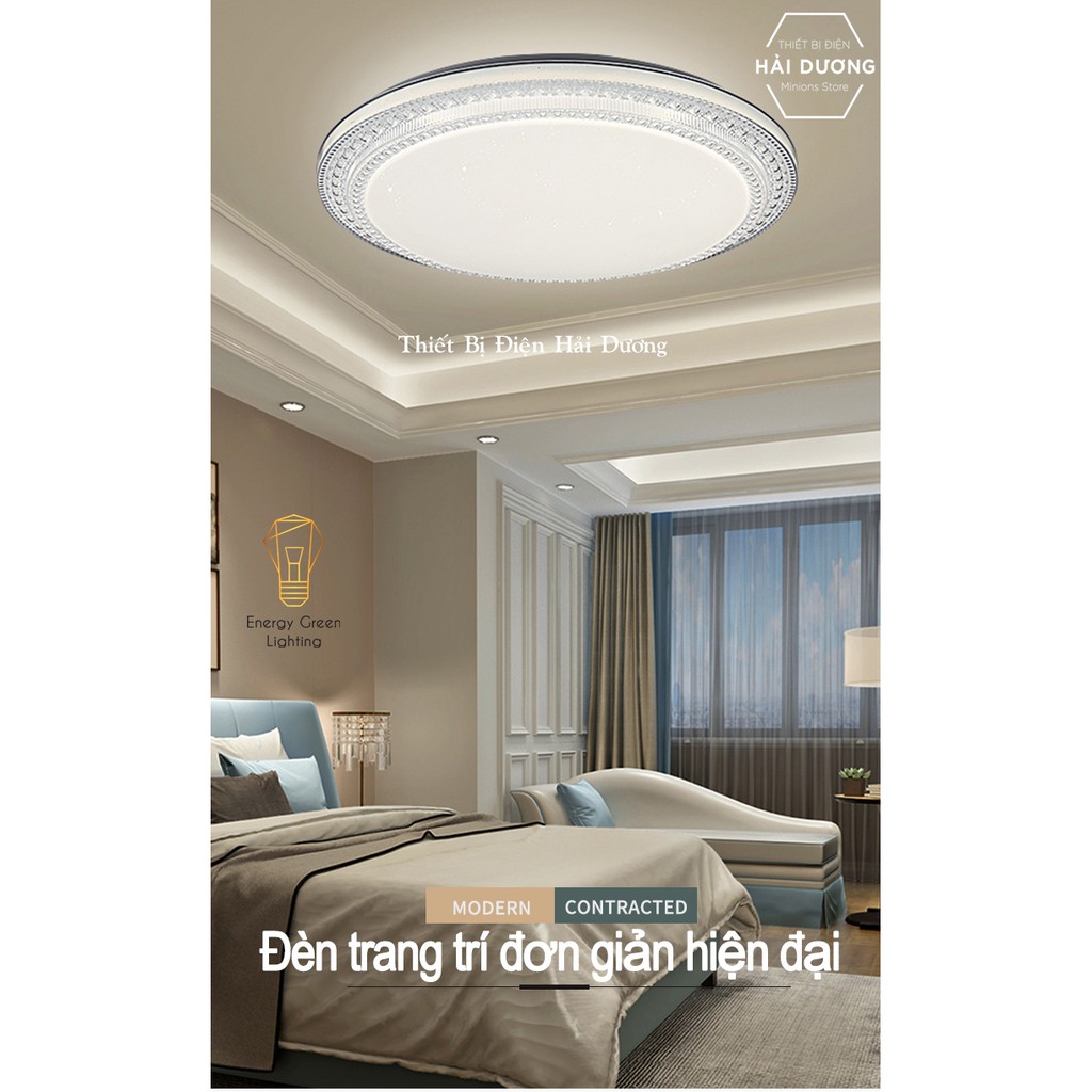 Đèn led ốp trần 35024 decor cao cấp 40cm 24w điều khiển từ xa - 3 chế độ ánh sáng -Tăng giảm ánh sáng - Có video đính kè