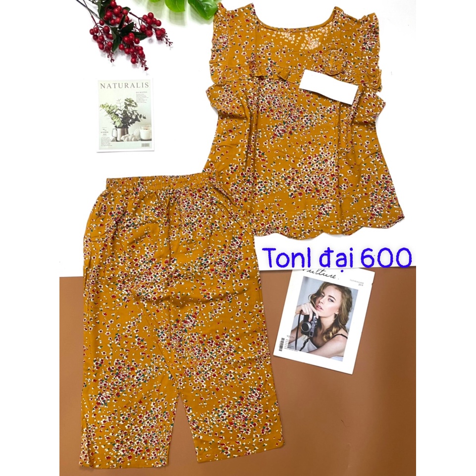 Đồ bộ nữ BIGSIZE quần lững vải tole ( lanh ) mặc nhà mềm mát