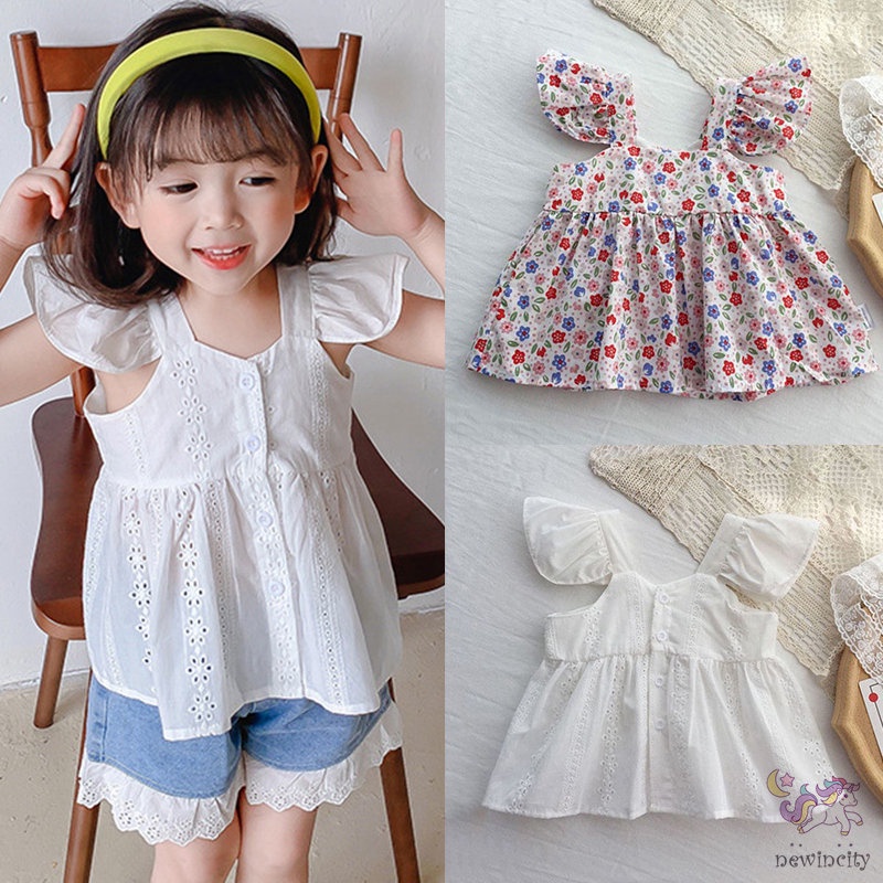 Áo Sát Nách In Hoa Thời Trang Hàn Quốc Xinh Xắn Cho Bé Gái