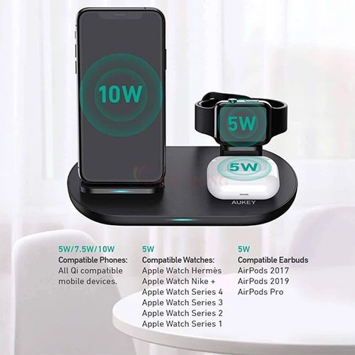 Đế sạc không dây 3 trong 1 Aukey 10W LC-A3 - Hàng chính hãng