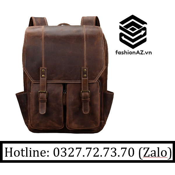 Balo Da Bò Sáp Chứa Laptop Phong Cách Sang Trọng Đa Chức Năng