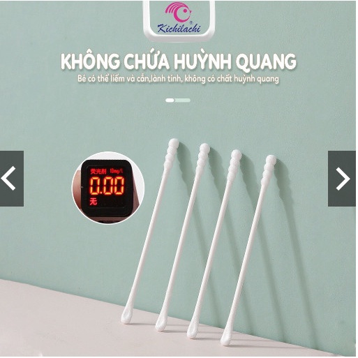 Tăm bông sơ sinh Hộp hình Lợn Hồng Kichilachi thân giấy, bông ngoáy tai trẻ em hộp 200 que