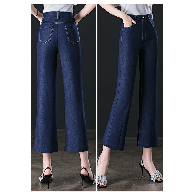 Q22357 Quần ống loe jean lửng nữ hè chất mềm rũ hàng nhập