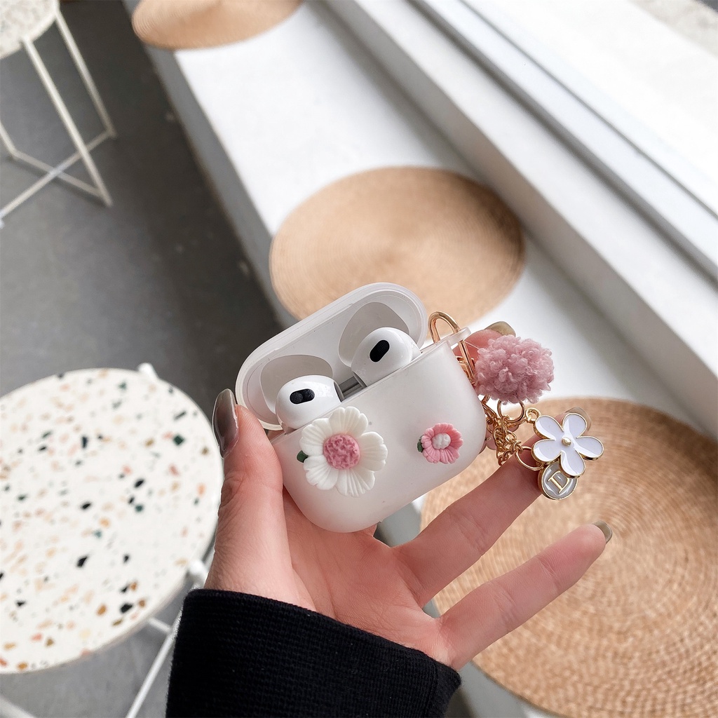 Vỏ Bảo Vệ Hộp Sạc Tai Nghe Bluetooth Không Dây AirPods 1 2 pro 3 2021 gen3 Hình Hoa 3D DIY