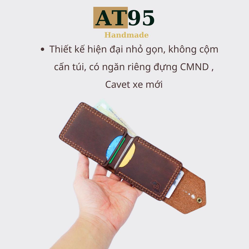 Ví Jordan mini nhỏ gọn da bò sáp hàng thủ công thương hiệu AT95 HANDMADE