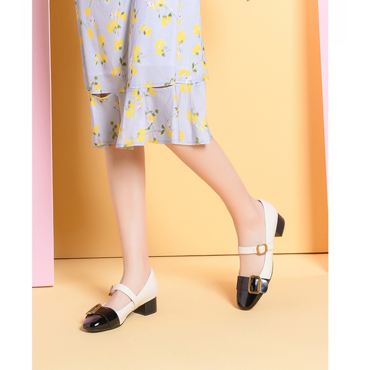 IELGY Giày Mary Jane  bằng da đế thấp cho nữ