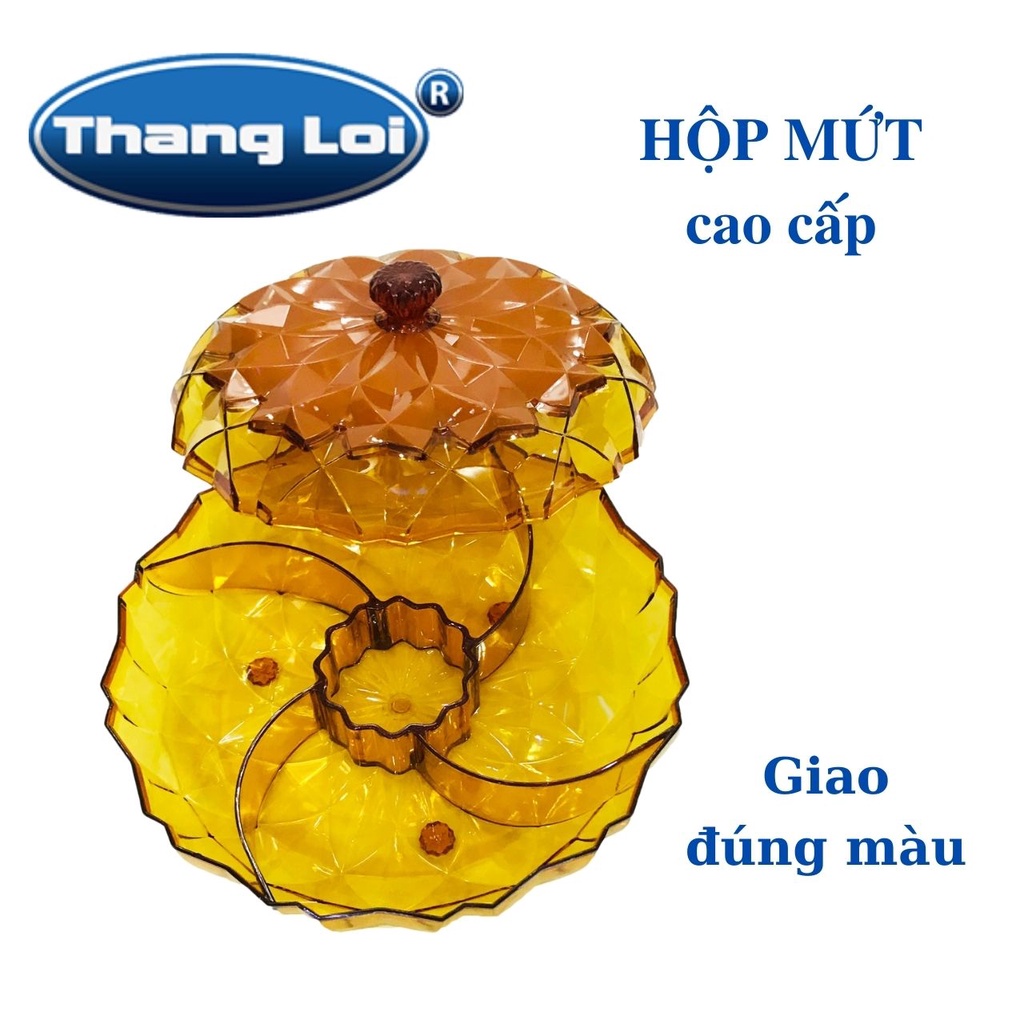 Hộp mứt hình tròn 5 ngăn cao cấp