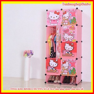 tủ nhựa lắp ghép Hello Kitty 8 ô kèm 2 ô giày