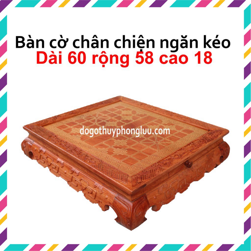 Bàn cờ tướng chiện gỗ hương đá kẻ đẹp cỡ 60x58 cao 18