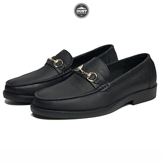 Giày lười nam tây công sở da bò sáp ngựa điên cao cấp phong cách cá tính Horsebit Loafer Mad Black